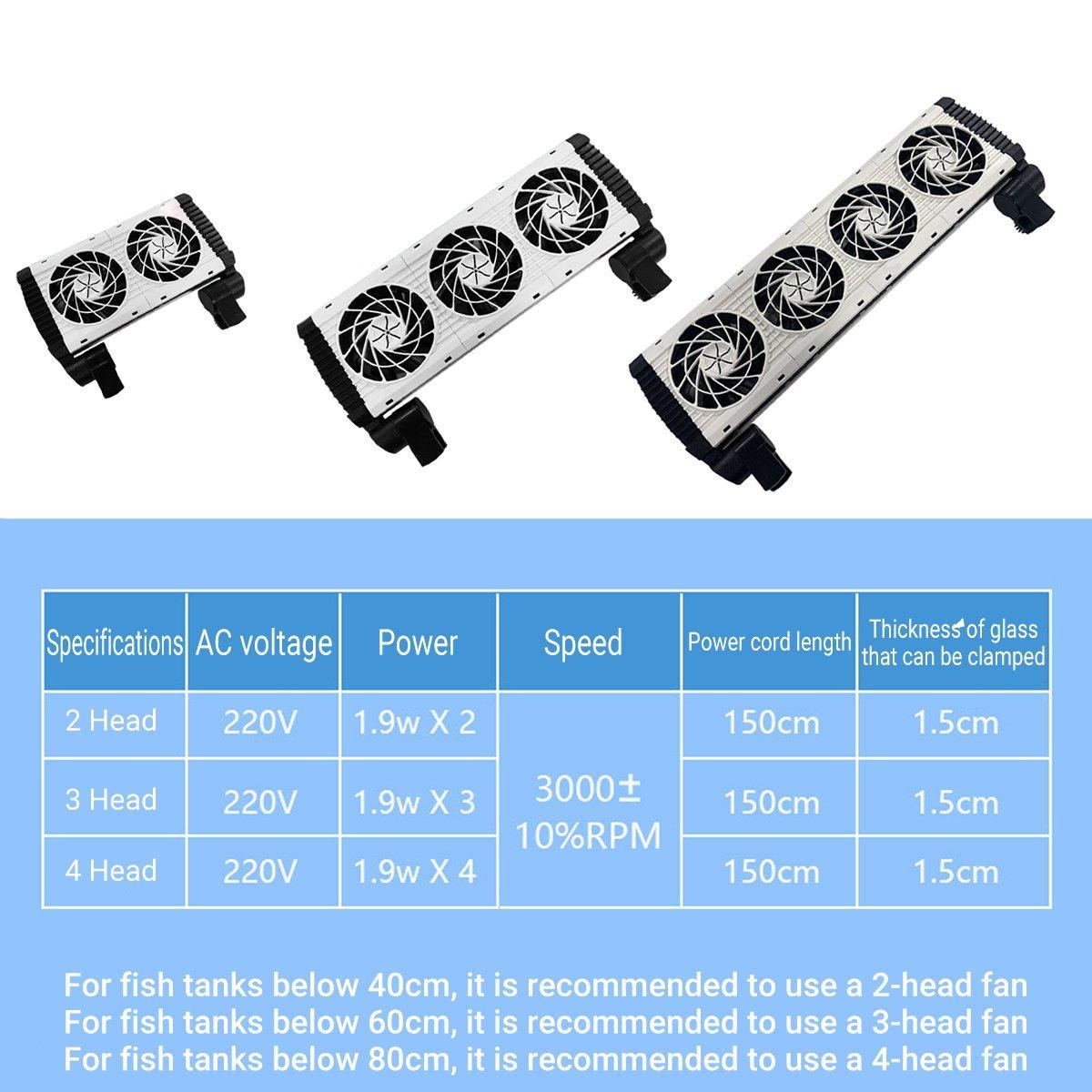Mini Aquarium Cooling Fan for Fish Shrimp Tanks Quiet Temperature Control - Three head