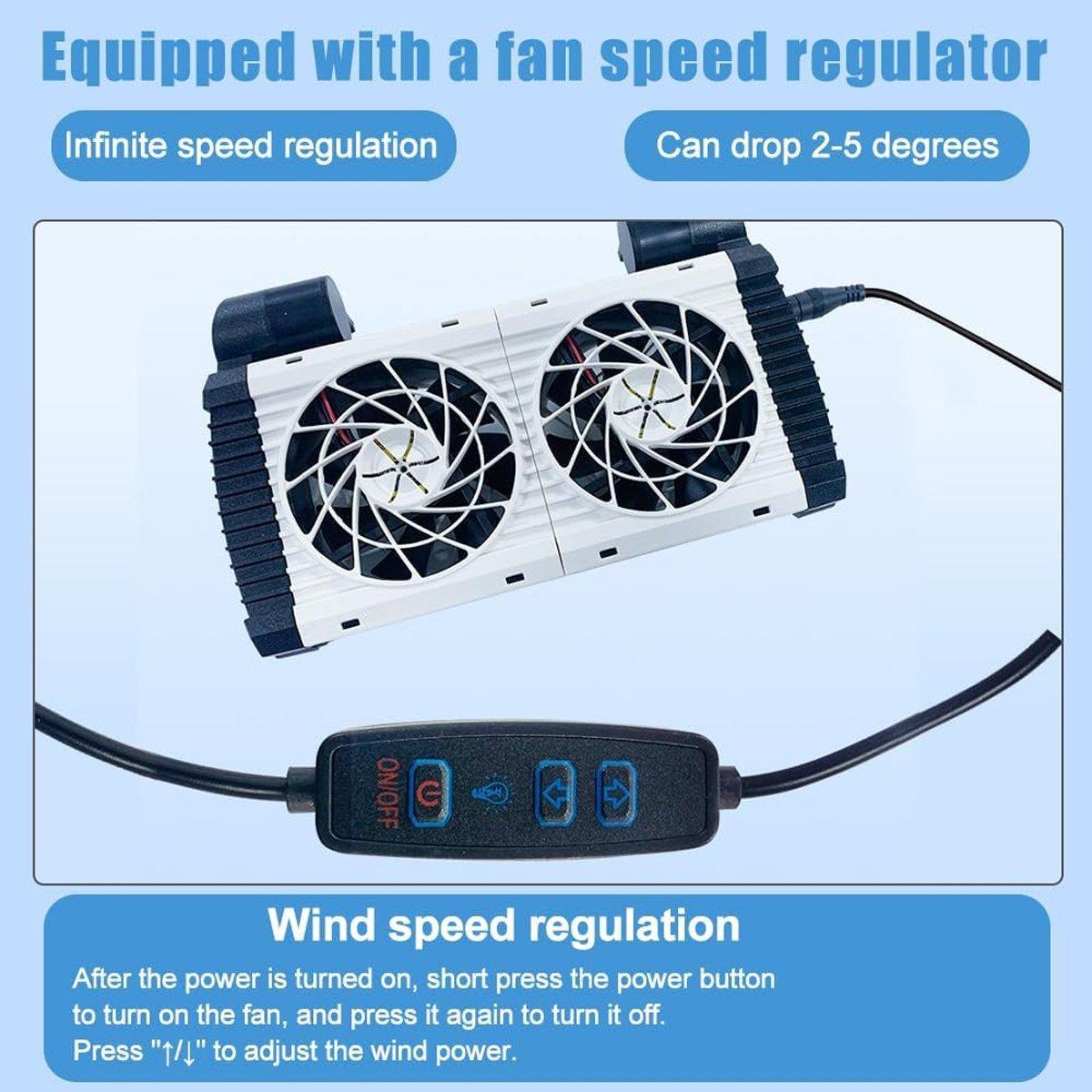 Mini Aquarium Cooling Fan for Fish Shrimp Tanks Quiet Temperature Control - Three head