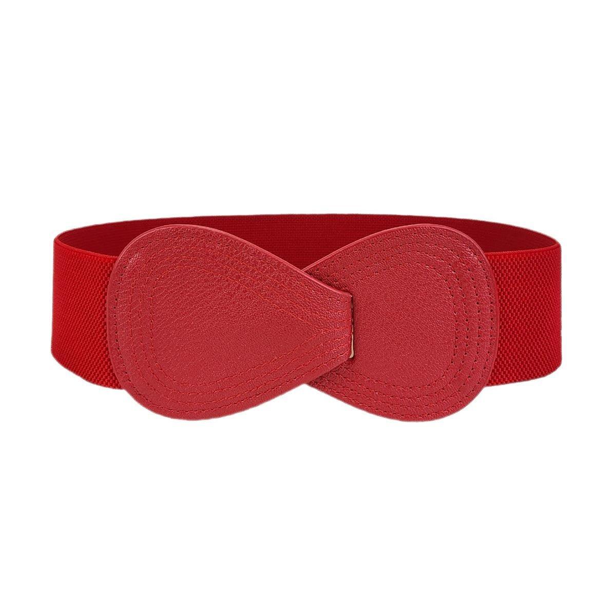 Fashion Belt Red Elastic Waist Cover Wide Belt Women Black Elastic Bow Decoration - Blue