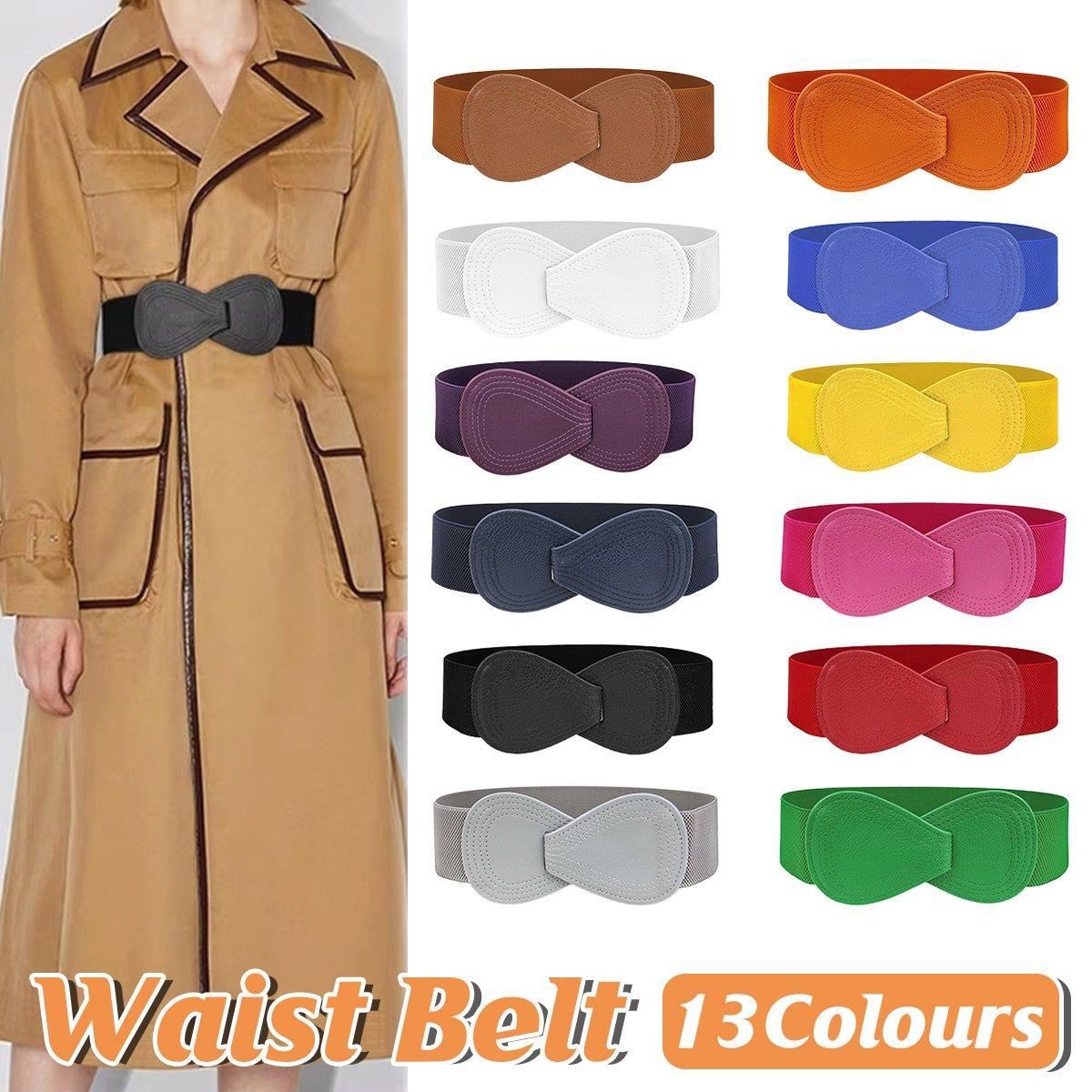 Fashion Belt Red Elastic Waist Cover Wide Belt Women Black Elastic Bow Decoration - Orange