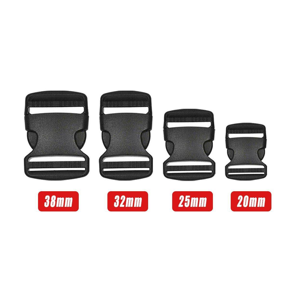 10pcs Black Plastic Buckle Clips for School Bag Backpack Strap Multifunctional - 25mm