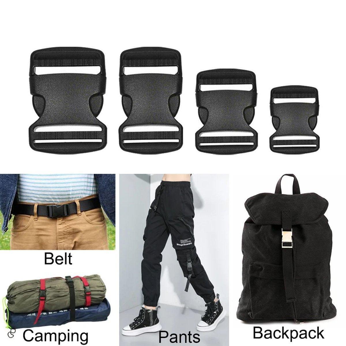 10pcs Black Plastic Buckle Clips for School Bag Backpack Strap Multifunctional - 32mm