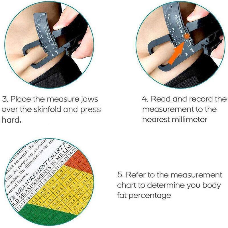 Body Fat Measurement Testing Caliper Skinfold Skin Fold Gym Weight Loss Test Au - Black