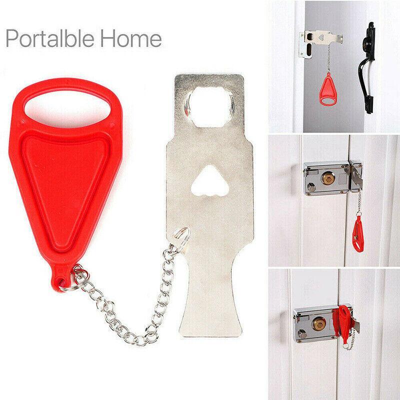 Portable Door Lock Hardware Security Safety Travel Hotel Home Addalock Safe Lock - Black