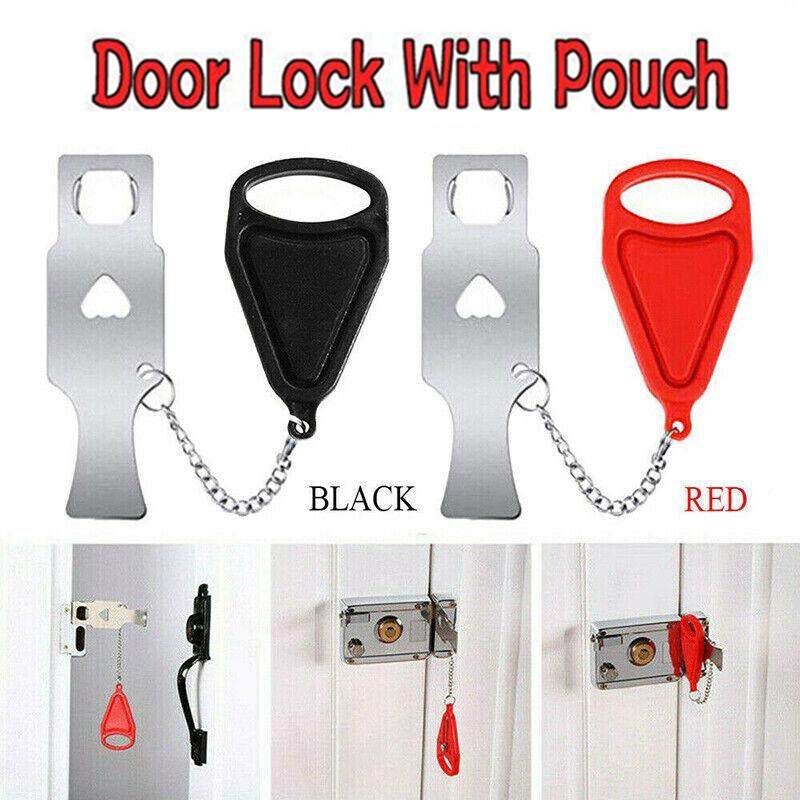 Portable Door Lock Hardware Security Safety Travel Hotel Home Addalock Safe Lock - Red