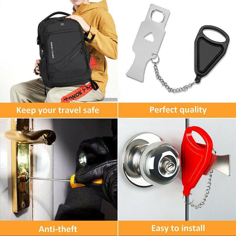 Portable Door Lock Hardware Security Safety Travel Hotel Home Addalock Safe Lock - Red