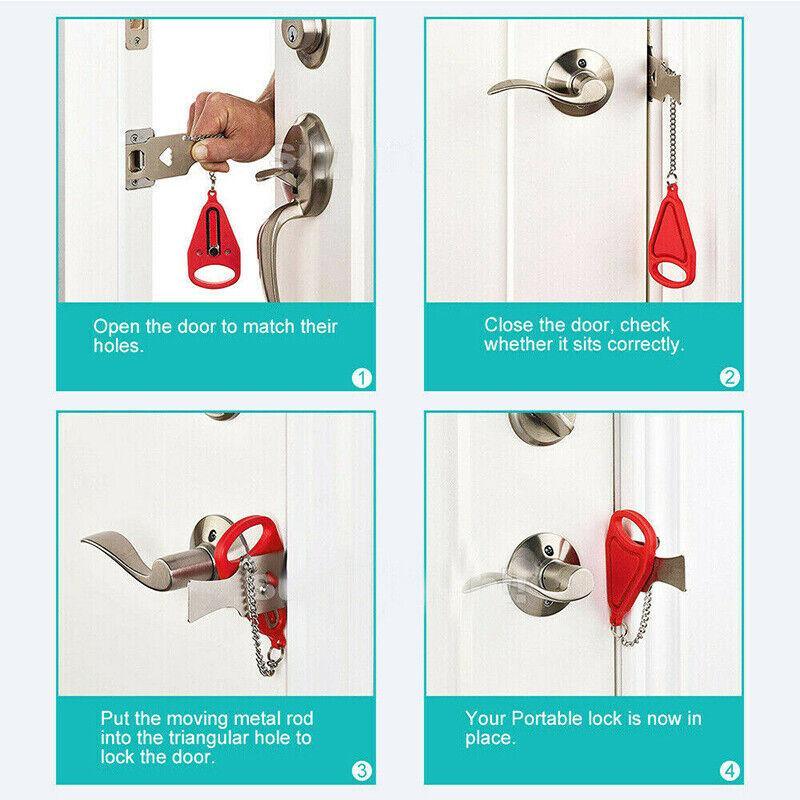 Portable Door Lock Hardware Security Safety Travel Hotel Home Addalock Safe Lock - Red