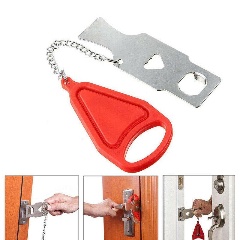 Portable Door Lock Hardware Security Safety Travel Hotel Home Addalock Safe Lock - Red