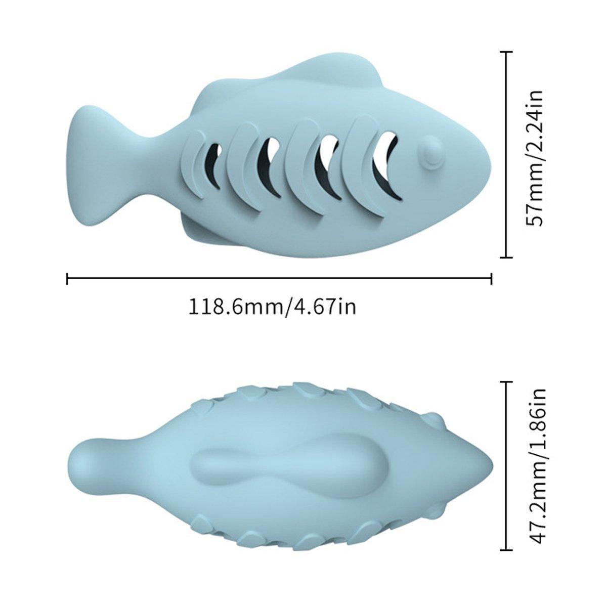 Interactive Cat Toys Fish Leaky Food Dispenser Fun Pet Play Chew Toy Durable - Blue