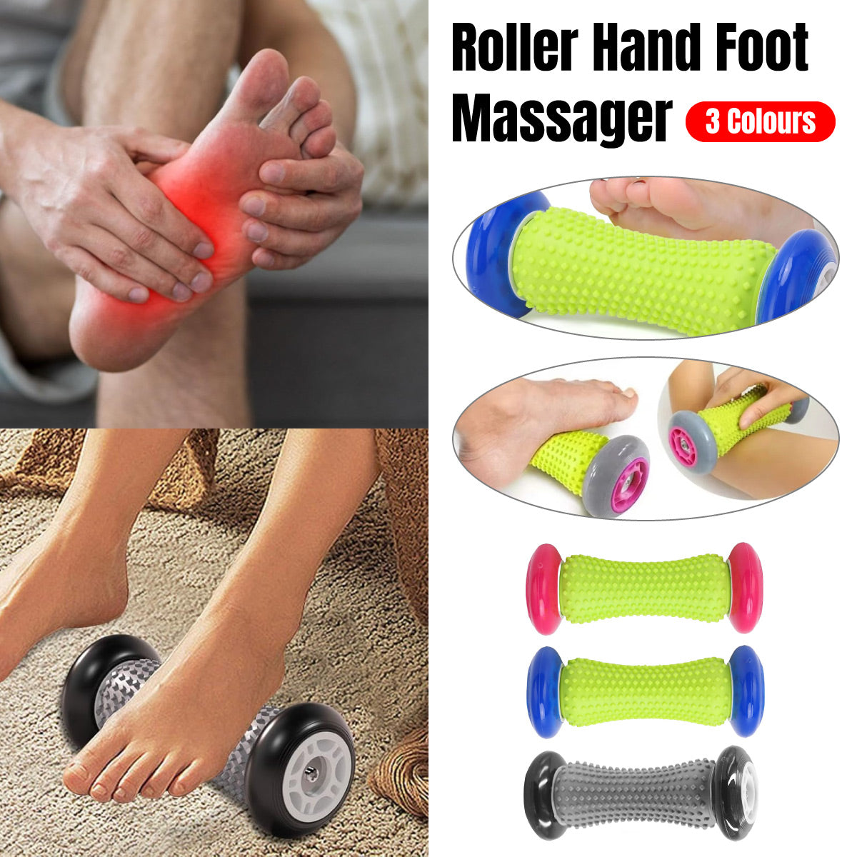 Foot Massage Roller Muscle Relaxation Arch Care Yoga Fitness Tool - Pink