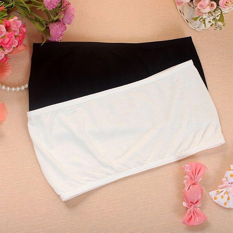 Female Strapless Boob Tube Top Bandeau Bra Modal Ladies Modal Stomacher Wrapped - White