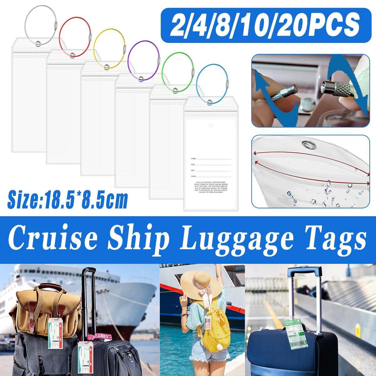 2/10PCS Cruise Ship Luggage Tags Holders Zip Pouch Keyring Steel Wire Cable - 2PCS