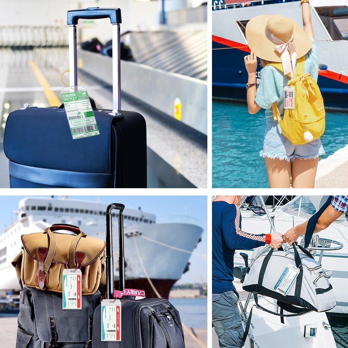 2/10PCS Cruise Ship Luggage Tags Holders Zip Pouch Keyring Steel Wire Cable - 2PCS