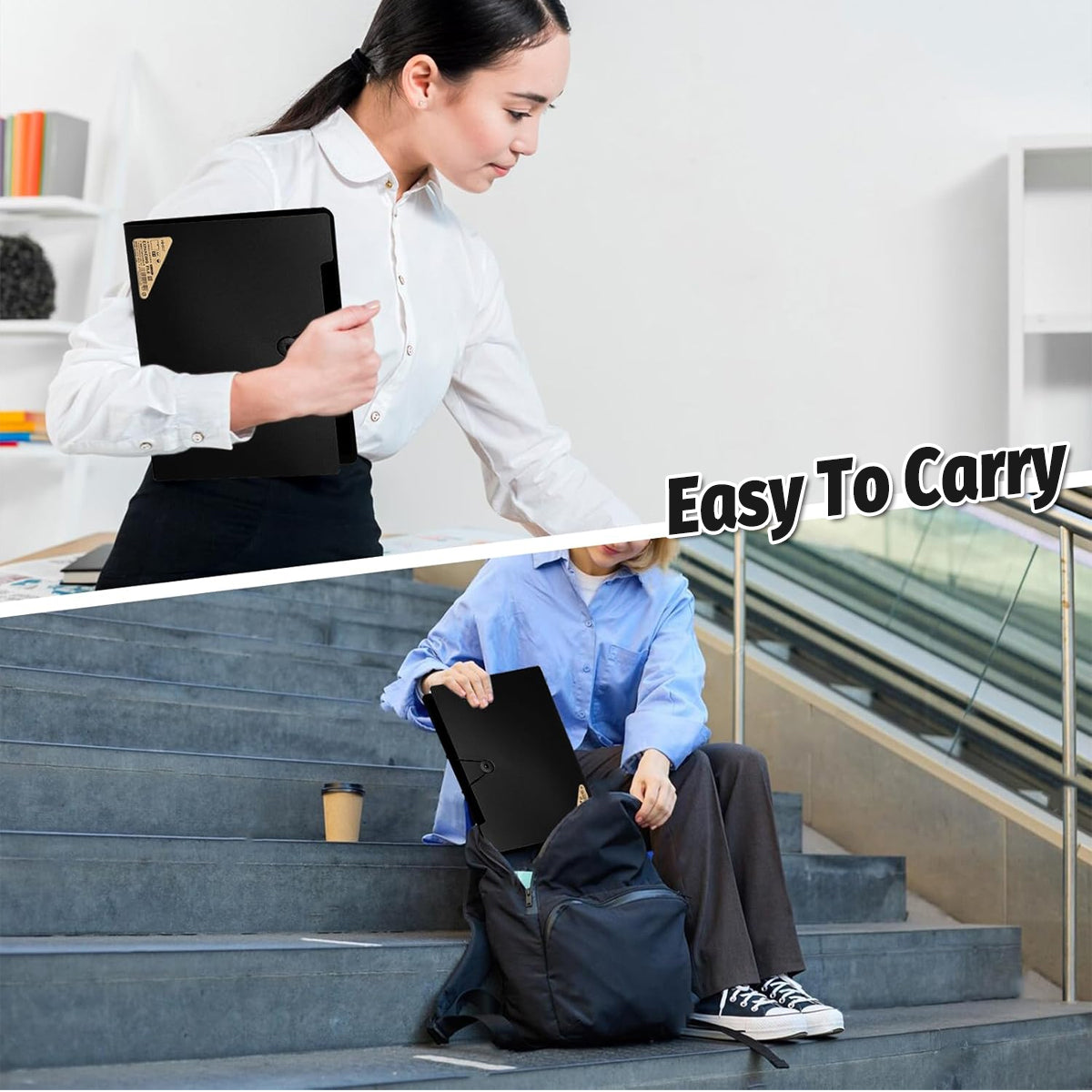 8 Cell File Folder Organizer Bag Test Paper Storage Document Holder School Office - Green