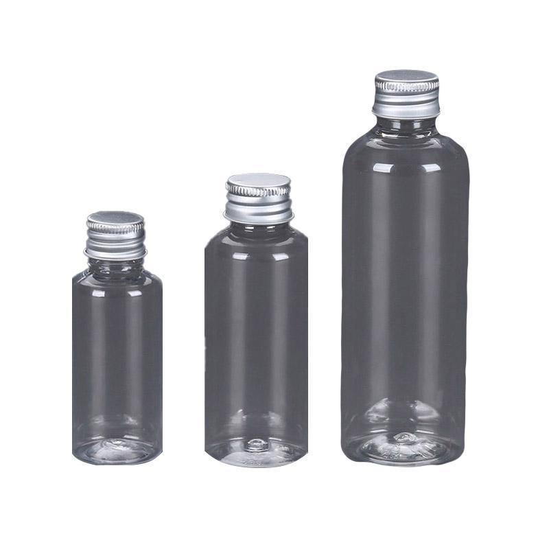 50/100pcs Clear Plastic Bottles with Aluminum Caps Liquid Dispenser Containers - 100ml-50pcs