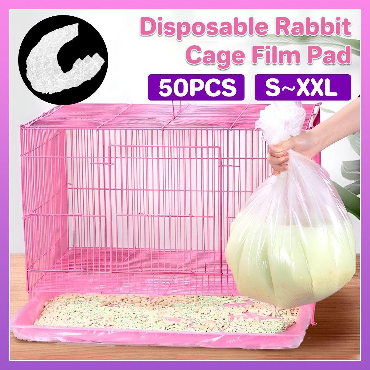 50Pcs Rabbit Cage Liners Disposable Plastic Mat Films Hamster Cage Cleaning Pad - M-50PCS