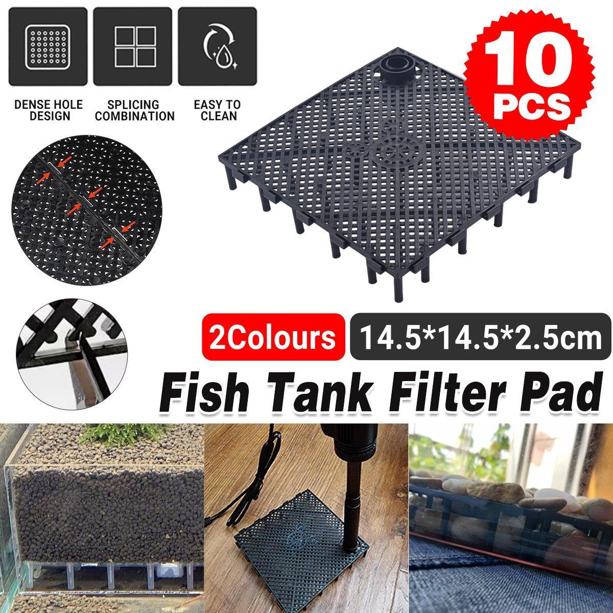 Fish Tank Aquarium Under Gravel Filter System Safe Filtration Plate Board Kit - Black-10PCS
