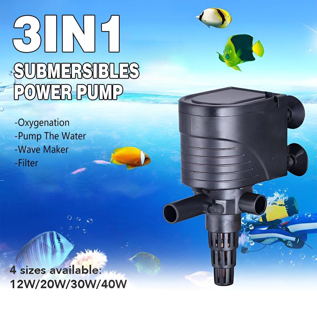 3in1 Mini Aquarium Fish Tank Filter Submersible Water Purifier Oxygen Pump - QL-320 (12W 800L/H)