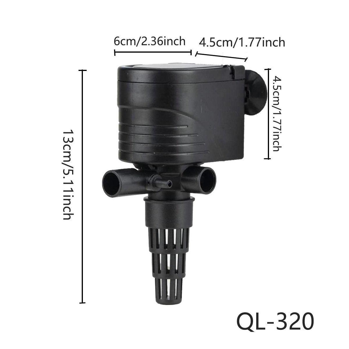 3in1 Mini Aquarium Fish Tank Filter Submersible Water Purifier Oxygen Pump - QL-350 (20W 1400L/H)