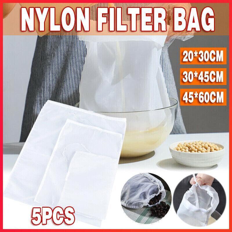 Micron Reusable Nylon Fine Mesh Food Strainer Filter Bag For Nut Milk Coffee - 20*30CM