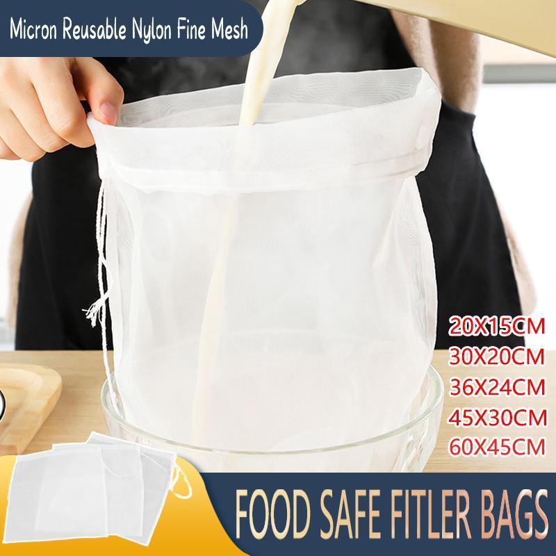 Micron Reusable Nylon Fine Mesh Food Strainer Filter Bag for Nut Milk Coffee - 45 X 30 CM