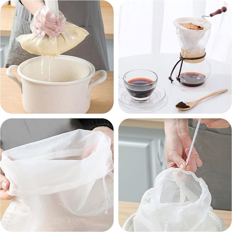 Micron Reusable Nylon Fine Mesh Food Strainer Filter Bag for Nut Milk Coffee - 45 X 30 CM