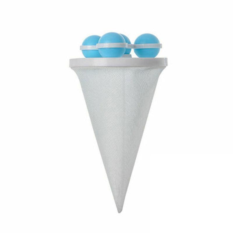 2 Pcs Reusable Hair Lint Catcher Removal Net Bag Wash Machine Float Filter - Blue