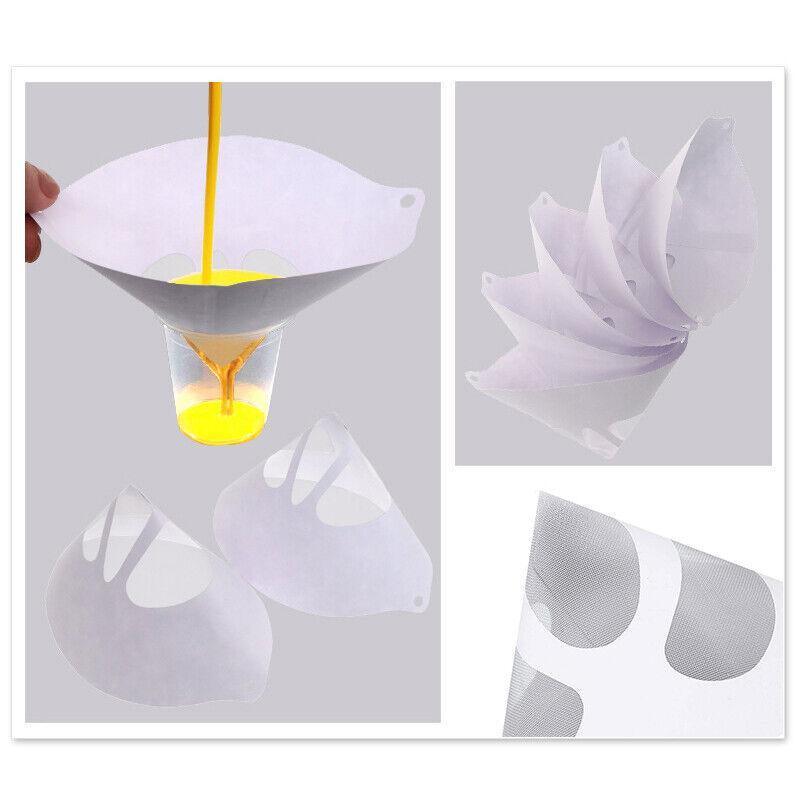 Up to 100PCS Micron Paint Paper Strainers Sieve Filter Nylon Mesh Net Funnel - 10PCS