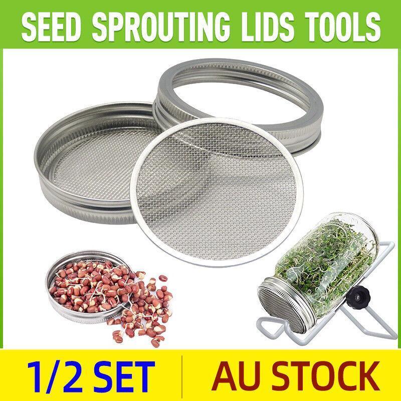 Metal Mesh Screen Sprouting Strainer Lid Filter Cover For Wide Mouth Mason Jar - 1SET