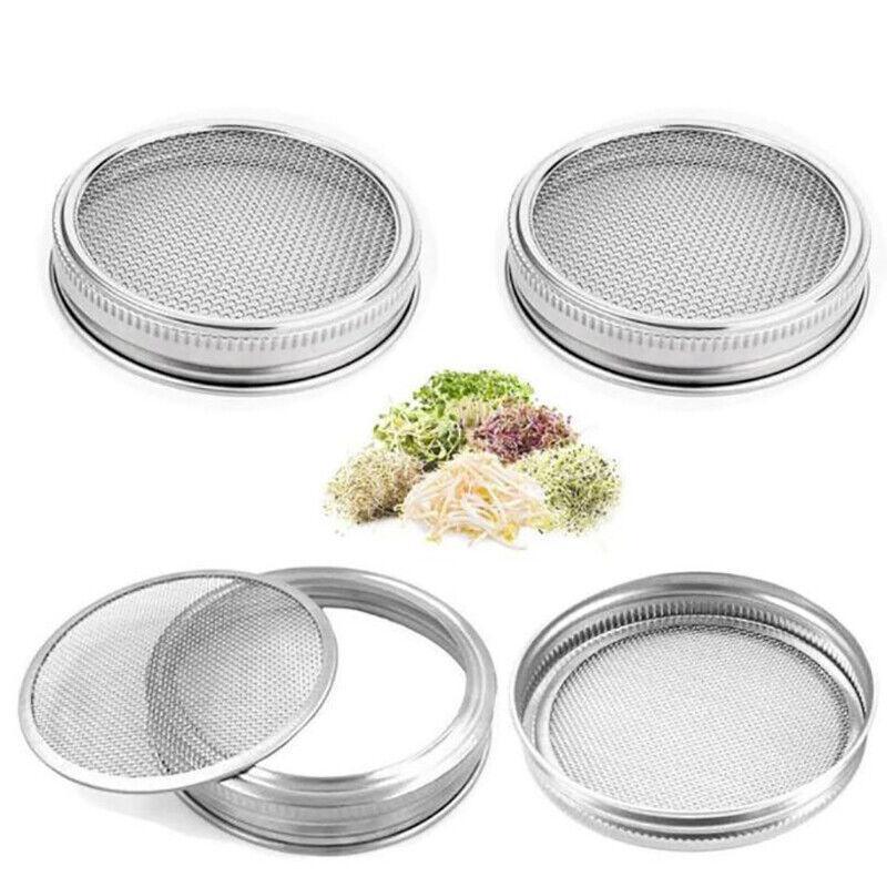 Metal Mesh Screen Sprouting Strainer Lid Filter Cover For Wide Mouth Mason Jar - 1SET