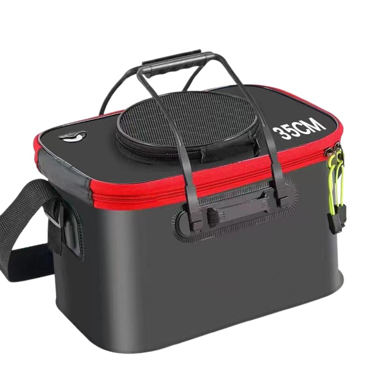 Portable Folding EVA Fishing Bucket Multi Use Live Fish Container with Strap - Orange-40cm