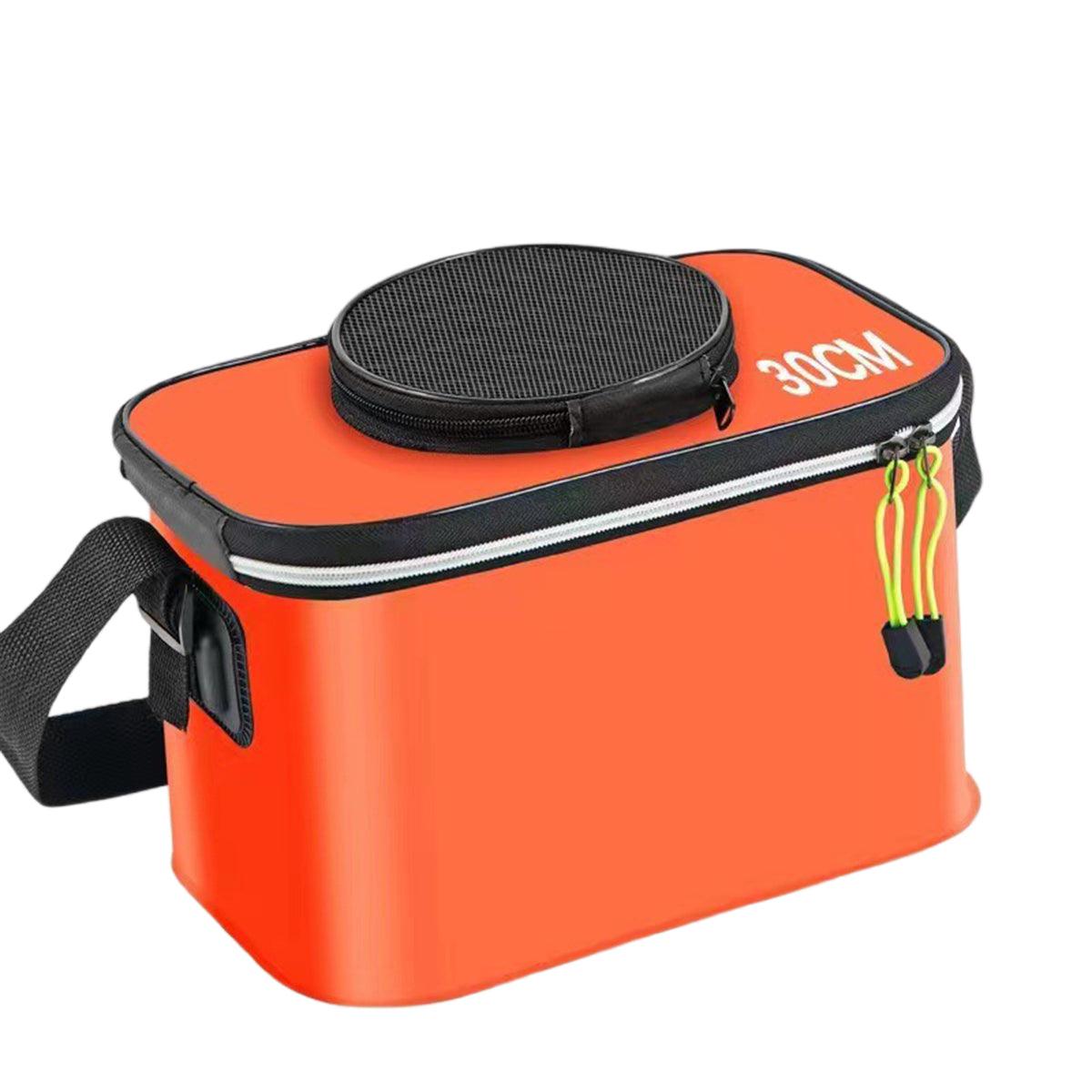 Portable Folding EVA Fishing Bucket Multi Use Live Fish Container with Strap - Orange-50cm