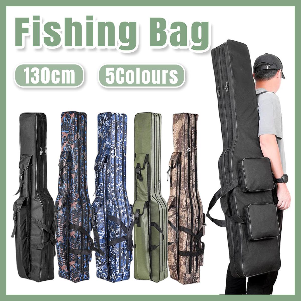 130cm Big Belly Fishing Tackle Bag Rod Storage Carry Case Outdoor Fishing Bag - Light blue camouflage