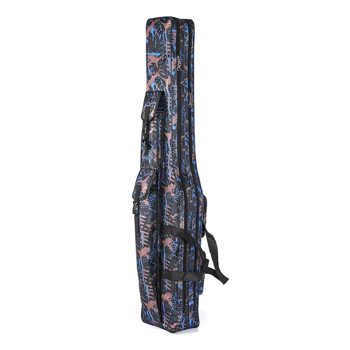 130cm Big Belly Fishing Tackle Bag Rod Storage Carry Case Outdoor Fishing Bag - Light blue camouflage