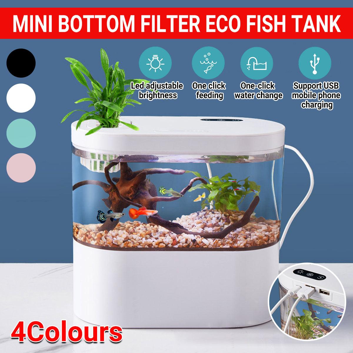 Mini Self-Circulating Desktop Fish Tank Eco-Friendly Creative Aquarium for Home - Black