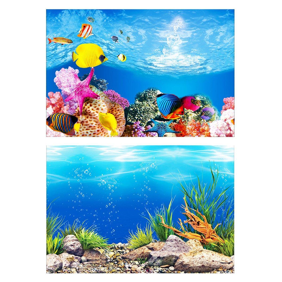 Aquarium Background Fish Tank Wallpaper Double Sided Decoration Sticker Paper - A-50cmx102cm