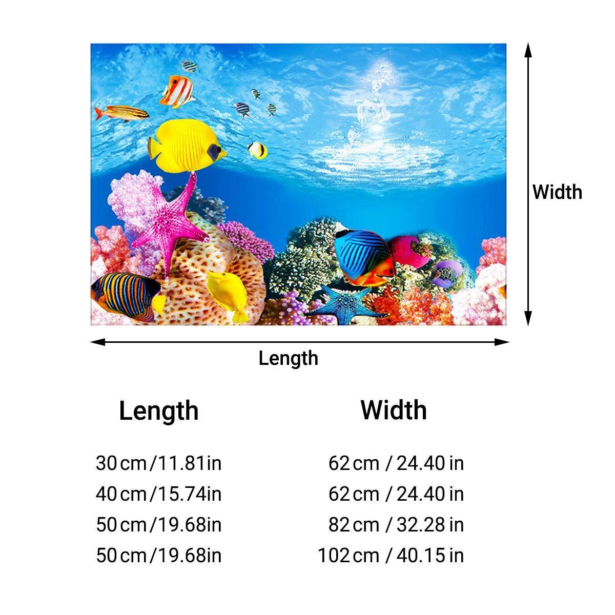 Aquarium Background Fish Tank Wallpaper Double Sided Decoration Sticker Paper - H-40cmx62cm