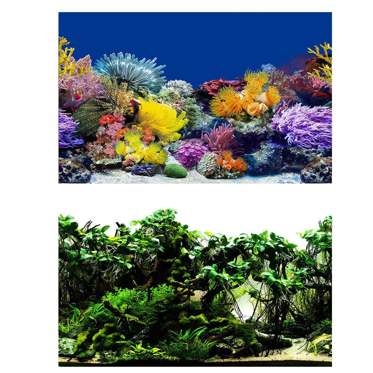 Aquarium Background Fish Tank Wallpaper Double Sided Decoration Sticker Paper - J-50cmx102cm