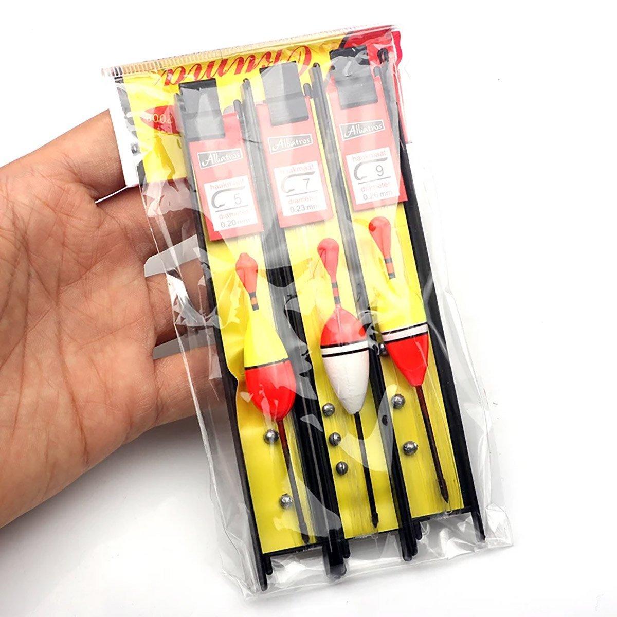 6Pcs Fishing Floats Set Fishing Bobber Hook Kits Straight Column Water Drop Type