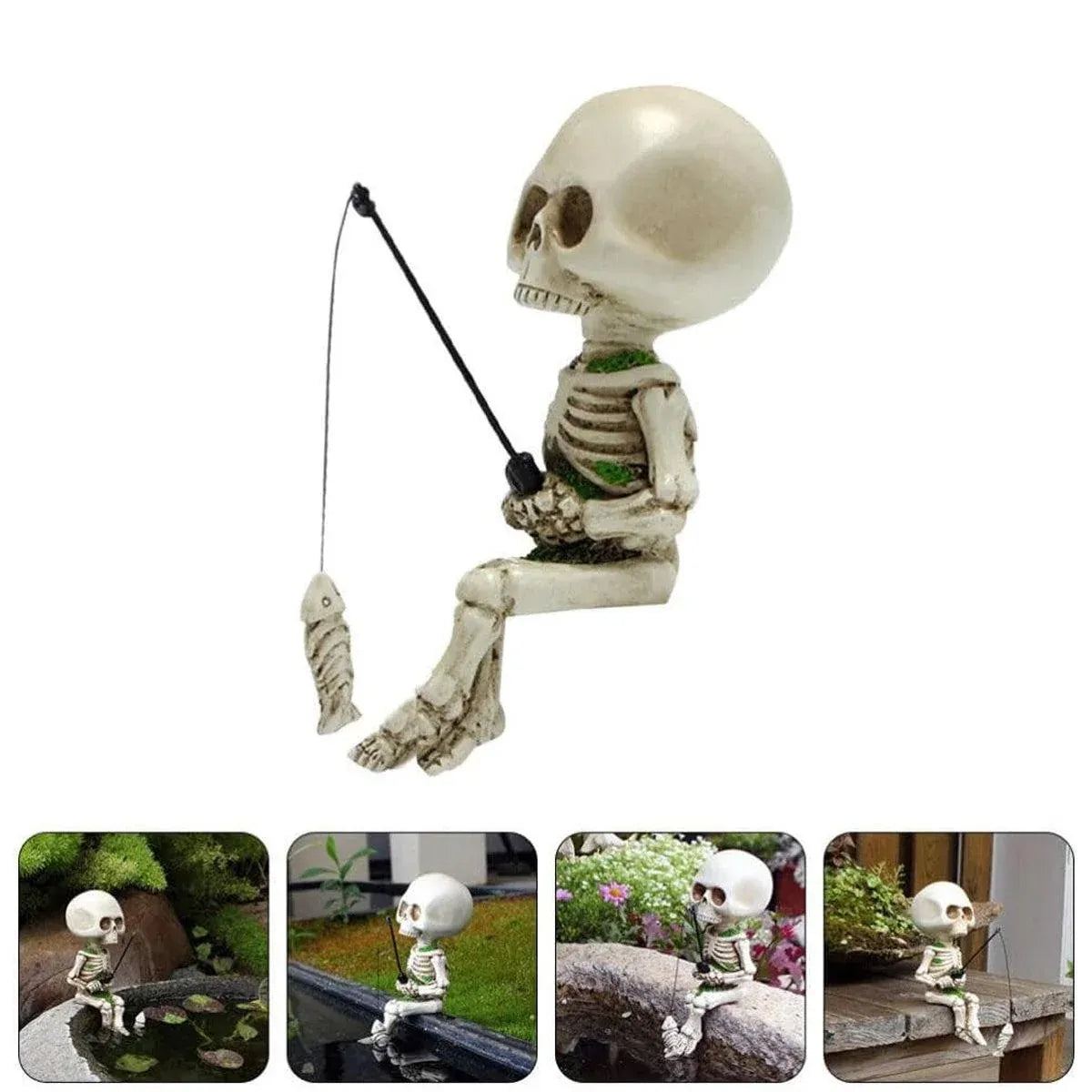 1-Piece Fishing Skeleton Garden Ornament