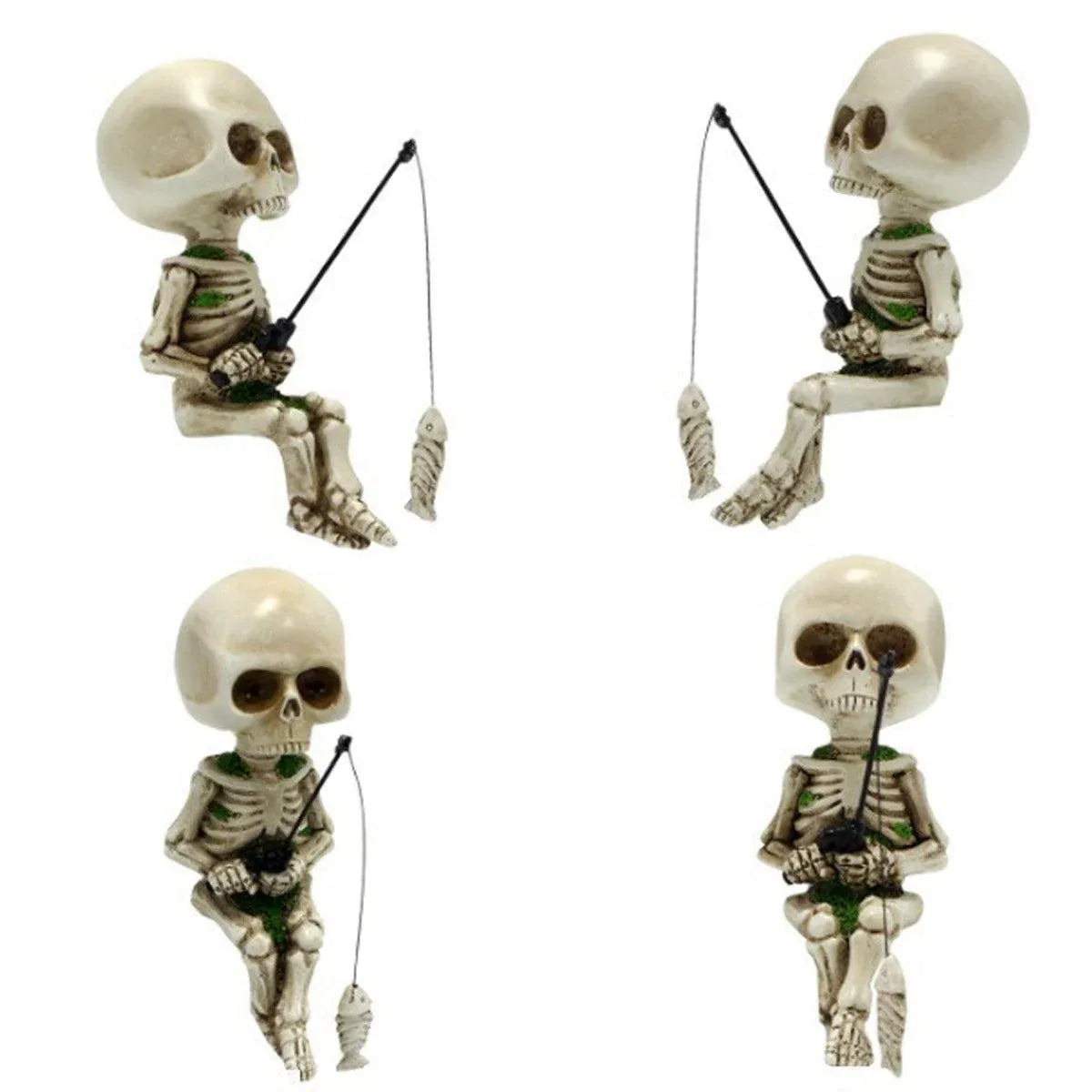 1-Piece Fishing Skeleton Garden Ornament