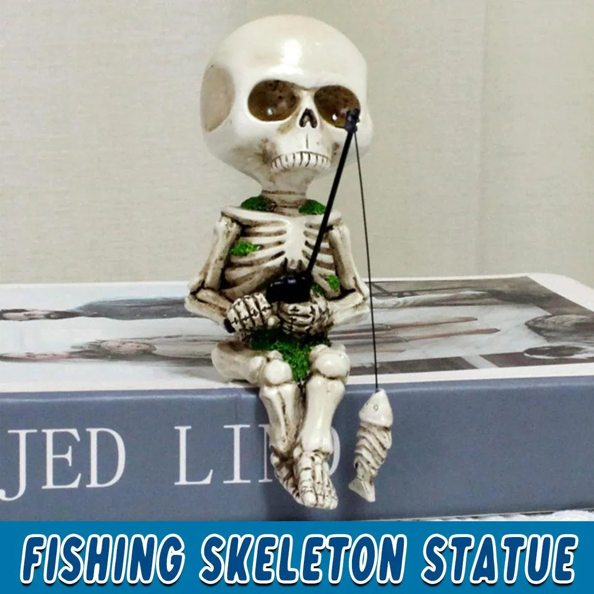 1-Piece Fishing Skeleton Garden Ornament