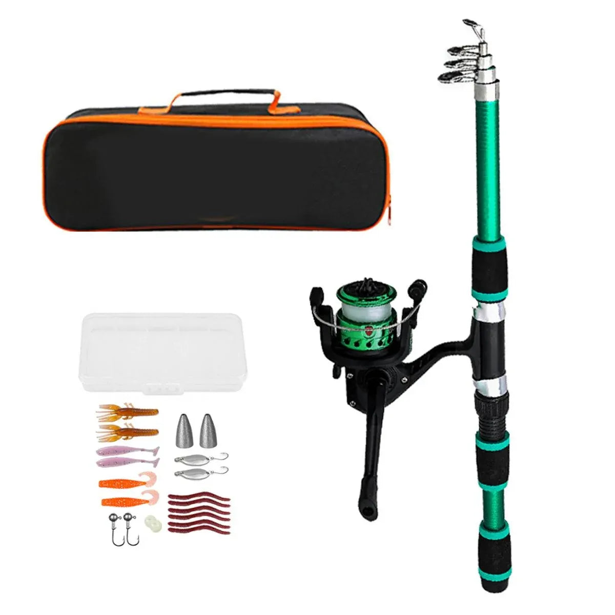 Ultra Short Pocket Portable Fishing Rod Compact Short Rod for Travel Angling - Green