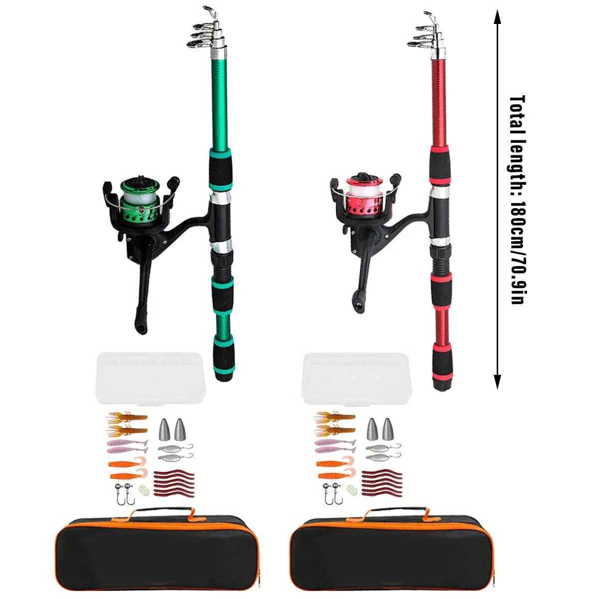 Ultra Short Pocket Portable Fishing Rod Compact Short Rod for Travel Angling - Green
