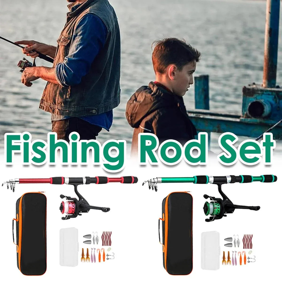 Ultra Short Pocket Portable Fishing Rod Compact Short Rod for Travel Angling - Red