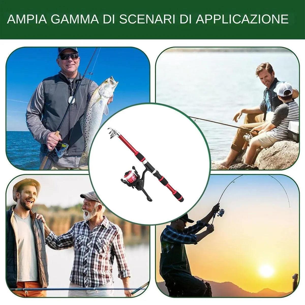 Ultra Short Pocket Portable Fishing Rod Compact Short Rod for Travel Angling - Red