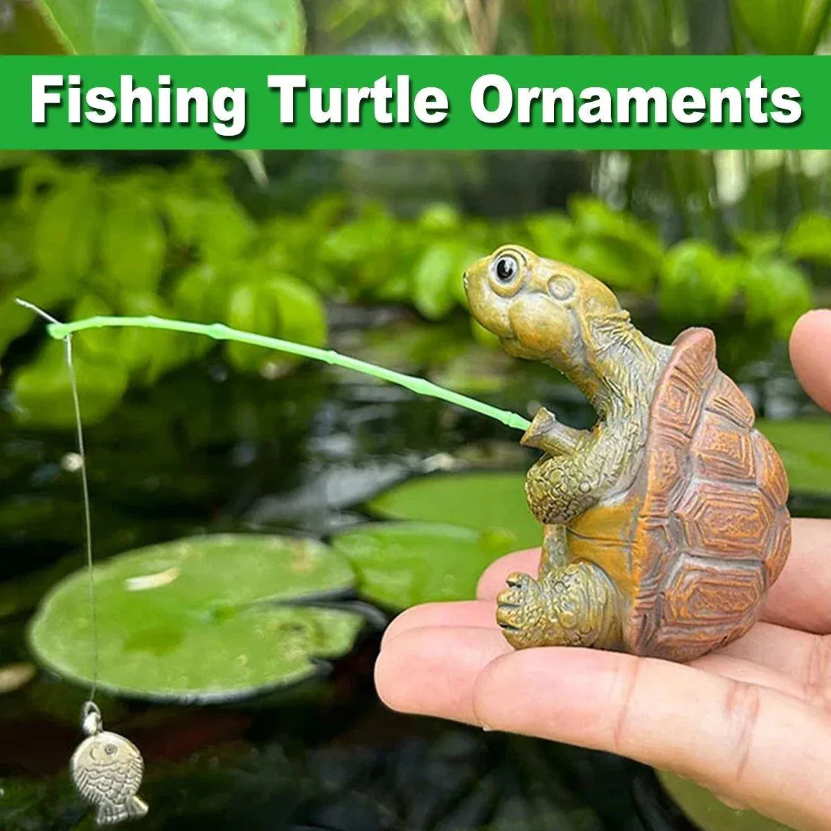 1-Piece Fishing Turtle Garden Ornament