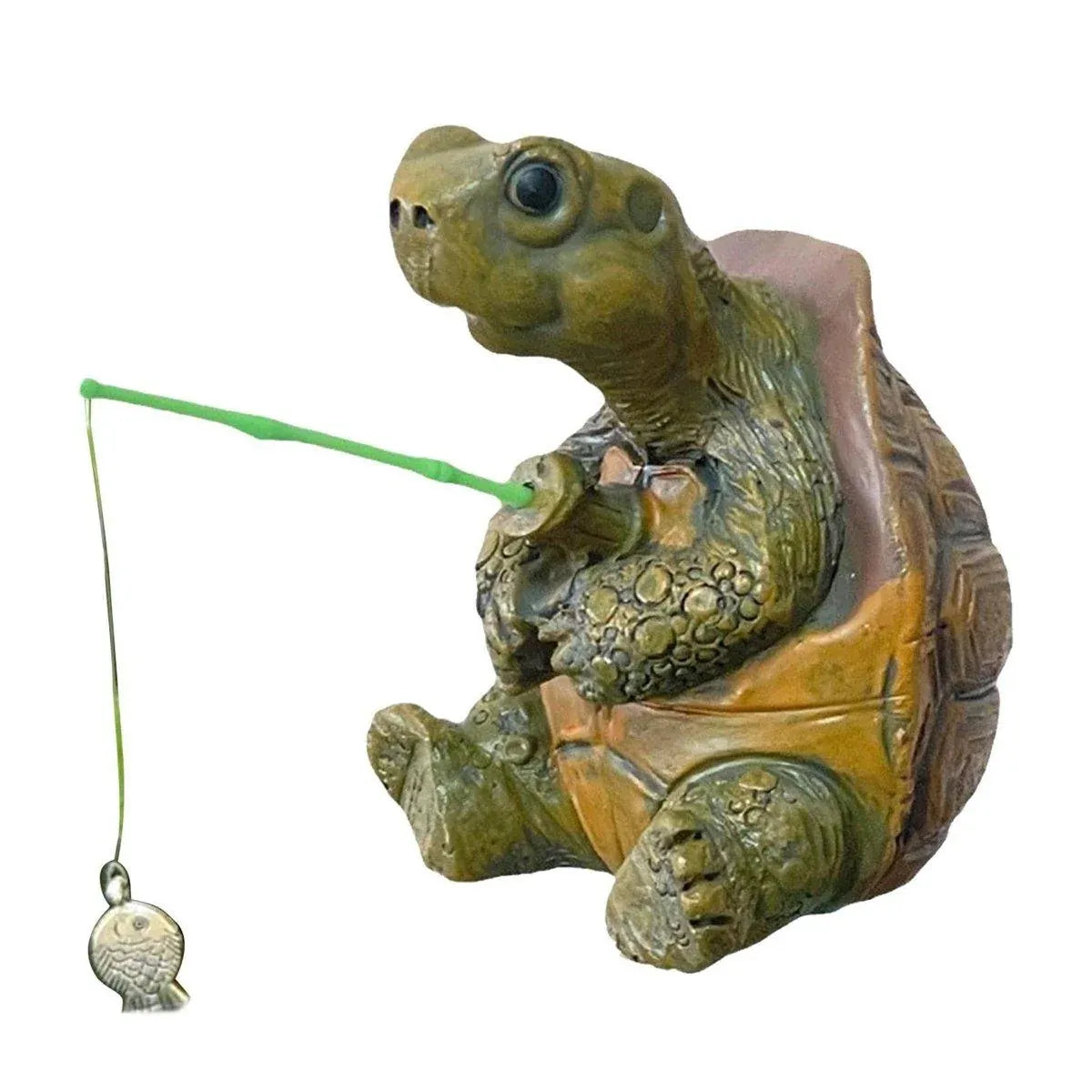 1-Piece Fishing Turtle Garden Ornament