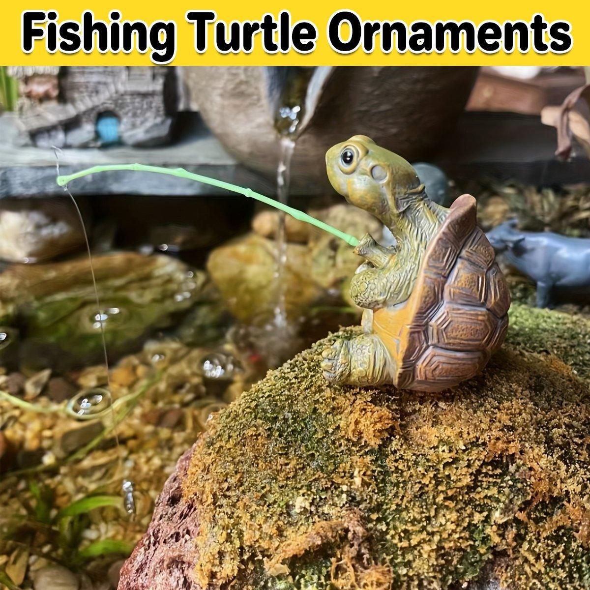 1-Piece Fishing Turtle Garden Ornament