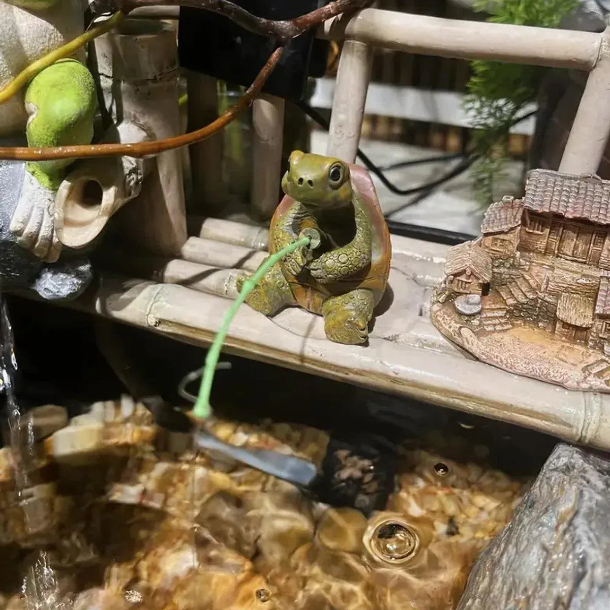 1-Piece Fishing Turtle Garden Ornament